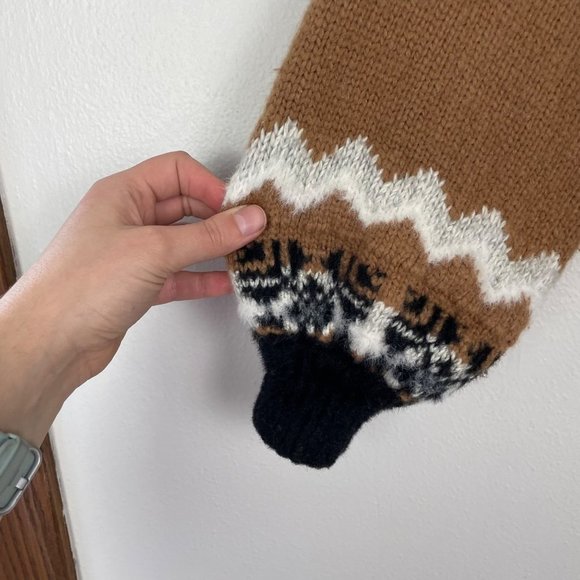 Ann Taylor Woman's‎ Sz XS Brown and Black Fair Isle Boyfriend Cardigan Sweater - Picture 5 of 10